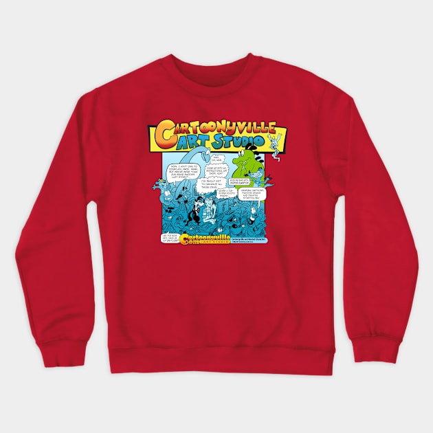 Cartoonyville Art Studio Crowd Crewneck Sweatshirt by ProfMark